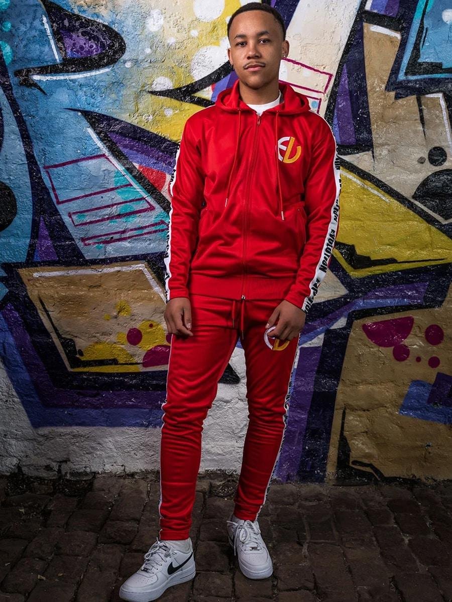 Blog EV Clothing red stripe tracksuit with embroidered logo